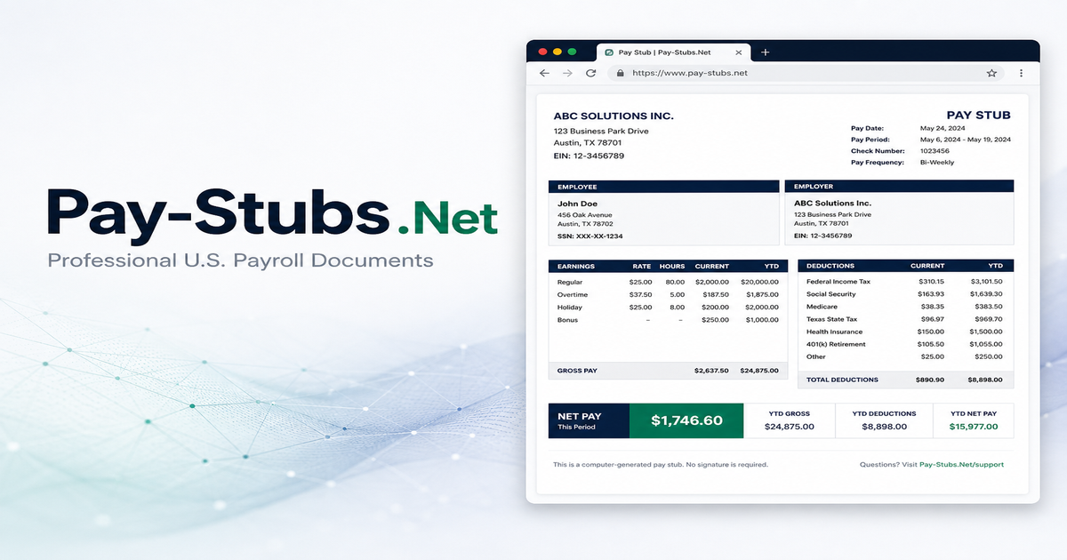 Pay Stub Generator Features Checklist