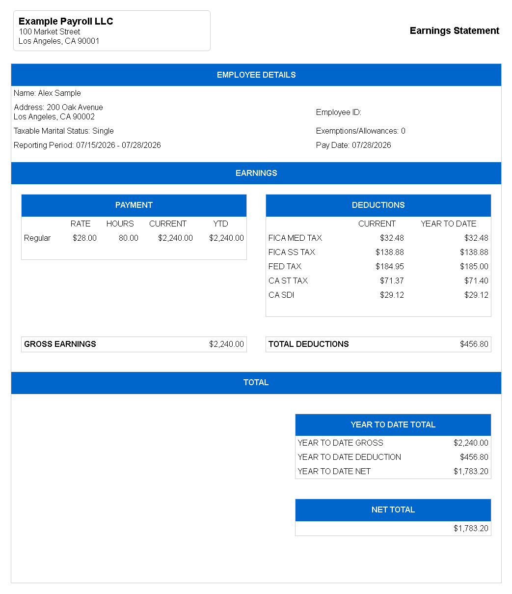 Executive Summary pay stub template